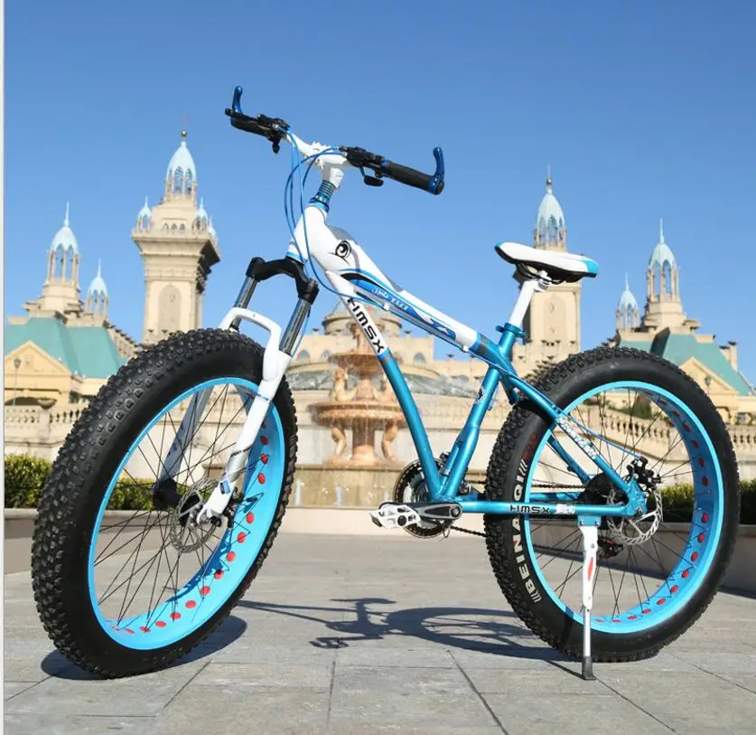 Excellent Snow Bike MTB 26x17" 7 21 24 27 speed double disc mountain Fat Bicycle Suspension Steel Frame 4" Tire aluminum wheel 24kgs 1 Excellent Snow Bike MTB 26x17" 7 21 24 27 speed double disc mountain Fat Bicycle Suspension Steel Frame 4" Tire aluminum wheel 24kgs 1