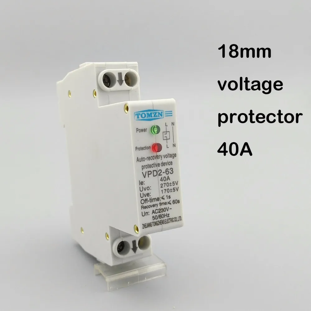 Реле защиты от превышения напряжения и ниже 18 мм 40 А 230 В 50/60 Гц|voltage protective device|protection