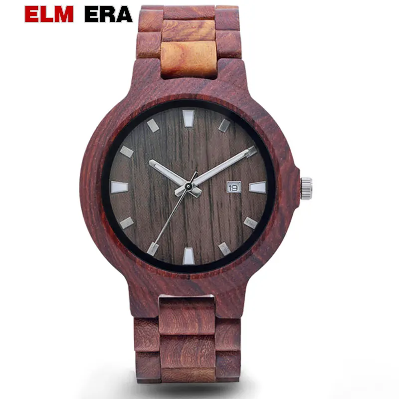 

ELMERA Watch Man Hand Wooden Watches Miyota Movement Sports Nightmare Before Christmas Watch Strap Wood Men