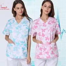 Новая одежда с рисунком кленового листа, ручная стирка, ободок для полости рта, костюм для медсестры с короткими рукавами