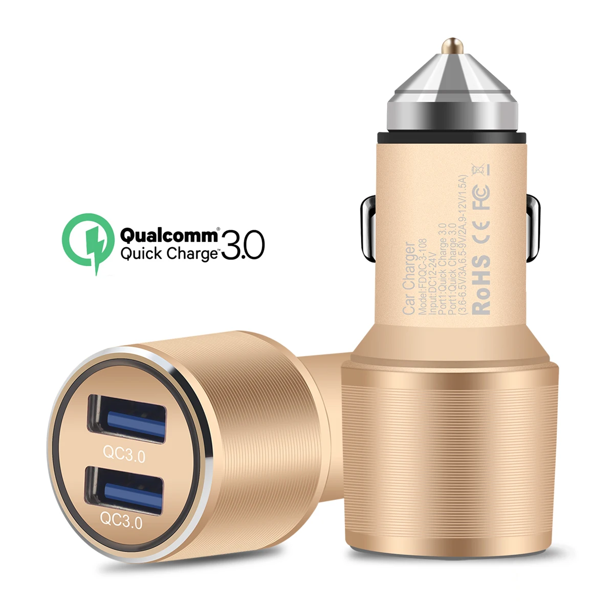 Зарядное устройство QC Quick Charge 3,0, двойной автомобильный адаптер, прикуриватель, автомобильное зарядное устройство для мобильного телефона Xiaomi iPhone X 8 7 4 5 6 samsung