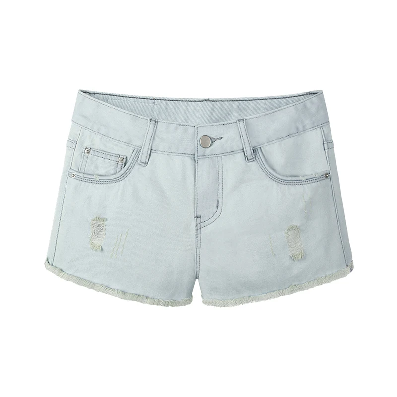 2016 New Summer Fashion Short Jeans Women Waist Denim Shorts Frayed Hole Female Flash Shorts Size