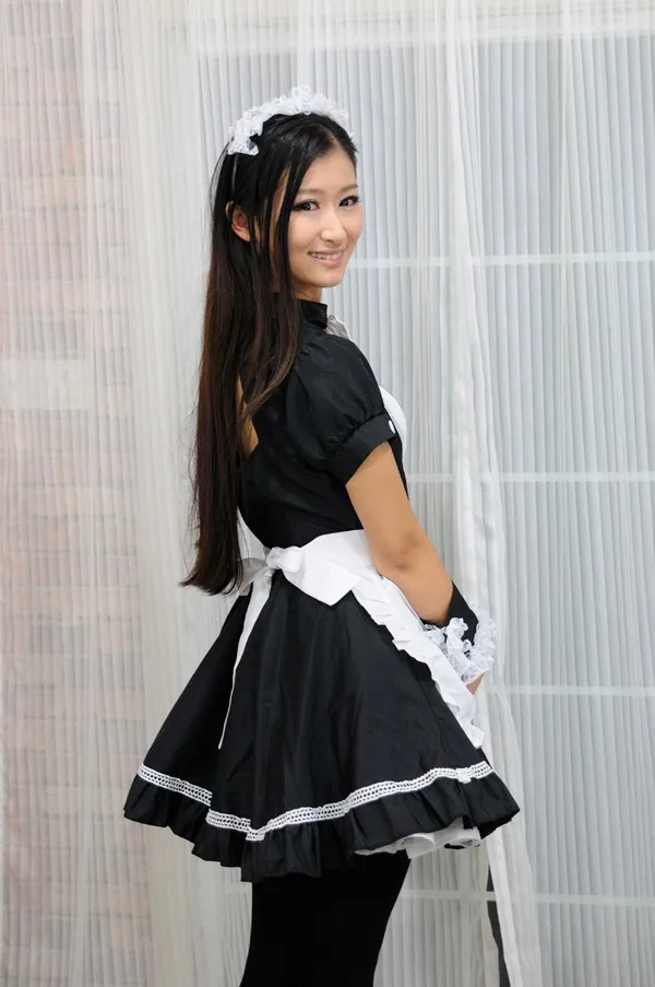 Японский симпатичный Черный и белый цвета горничной кружевное платье для девочек Карнавальный Услуги косплей женские костюмы фартук Лолита форма офицантки платье