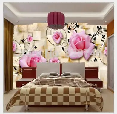

Custom photo wallpaper 3d wall murals wallpaper 3d pink rose flower background wall papers Sitting room sofa TV bedroom murals