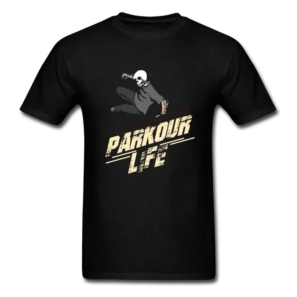 Normal 100% Cotton Fabric Tshirts for Men Short Sleeve Print Tops & Tees Designer NEW YEAR DAY Round Neck Tee Shirt Group Parkour Life Free Running Gifts 10969 black
