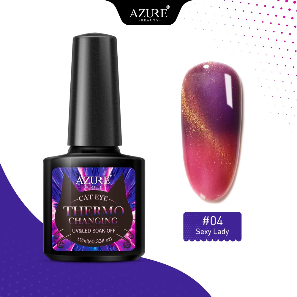 04 AZURE BEAUTY термальный кошачий глаз УФ-гель для ногтей лазурный УФ-гель для ногтей Полупостоянный магнит Led Гибридный гвоздь гель-эмаль 10 мл - Цвет: 04