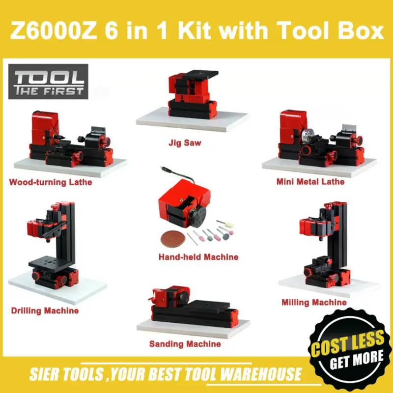 

Z6000Z 6 in 1 Lathe Kit with Tools Box/6 in1 DIY machine kit/24W,20000rpm didactical machine kit