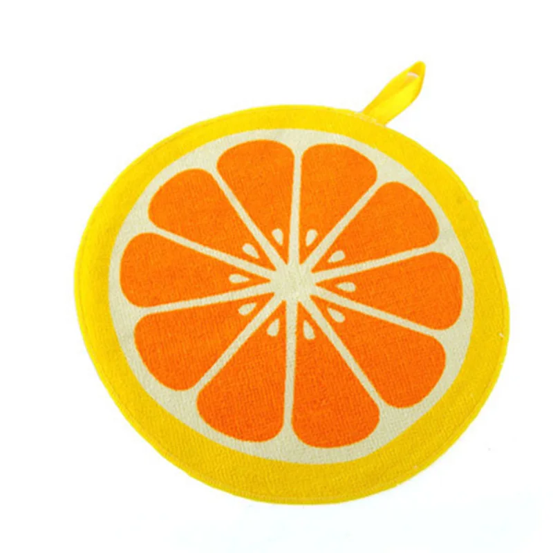 Распродажа полотенце для рук сильное водопоглощение милые фрукты в форме висит тип Детский носовой платок полотенце для рук Кухня мультфильм дома - Цвет: Оранжевый