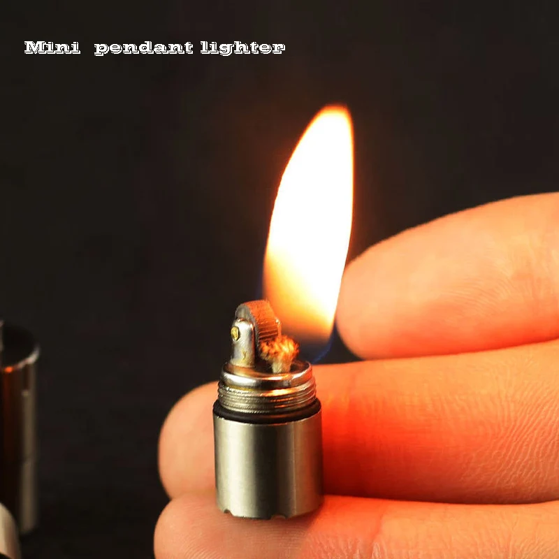 

Mini Compact Kerosene Lighter Capsule Gasoline Lighter Inflated Key Chain Petrol Lighter Grinding Wheel Lighter Outdoor Tools