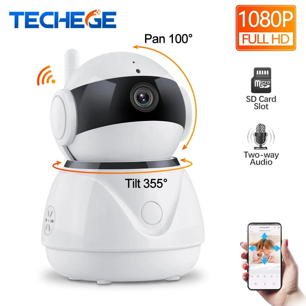 Techege 1080 P беспроводной проводной камера двухстороннее аудио Wi Fi Smart Security телеметрией 2MP камера видеонаблюдения камеры скрытого