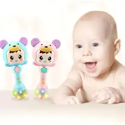 Мода Мультфильм встряхивания погремушка новорожденных Детский Колокольчик музыка свет ритм Прорезыватель игрушка
