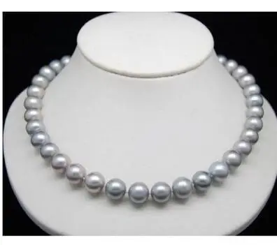 12mm Silver Gray SEA SHELL PEARL NECKLACE 18/"AAA