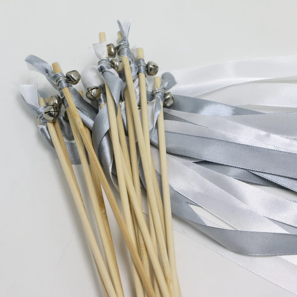 100pcs White Silver Wedding Ribbon Lace Fairy Stick Sparklers