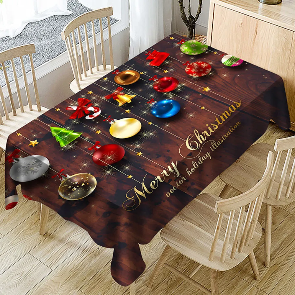 Hot New Year Table Cloth Christmas Tablecloth Print Rectangle Table Cover Holiday Festival Party Home Decorative Wipe Covers