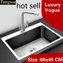 Домашняя кухонная ручная раковина одинарная мойка стандартная мойка овощей 304 нержавеющая сталь Горячая 600x450 мм