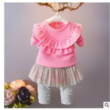 Весенне-осенний комплект одежды для маленьких девочек футболка с длинным рукавом и вышивкой птицы+ штаны в горошек одежда для маленьких девочек Рождественский Костюм