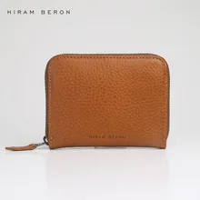 Hiram Beron Unisex Leather Card Holder Custom ID Mini Wallet Vegetable Tanned Leather Purse RFID Blocking Genuine Leather Holder
