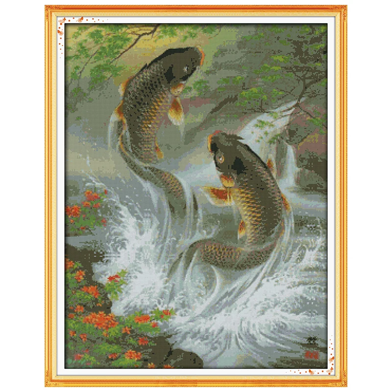 14/16/18/27/28 A Big Splash Counted 11CT 14CT Unfinished Cross Stitch animals fish Kits for Embroidery 6th | Дом и сад