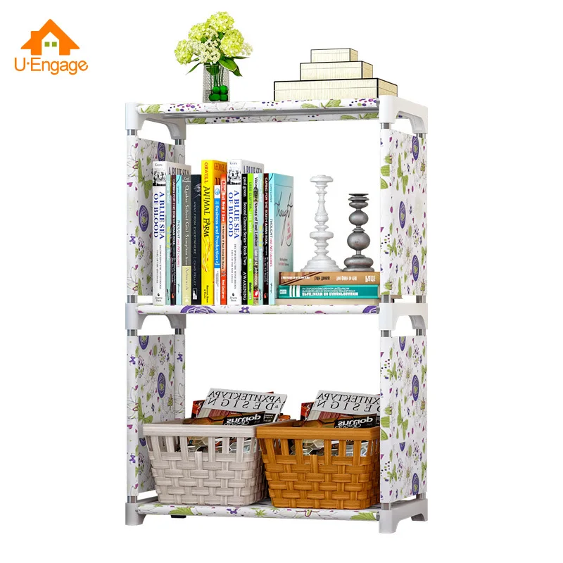 

UNGAGE Modern Creative Bookcases Home Desktop Storage Organizer Easy Assembly Stainless Steel Book Shelf Living Room Furniture