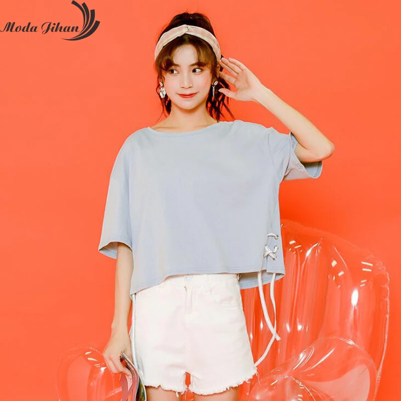 Download Moda Jihan New Women T Shirts Cotton Tshirt Side Split ...
