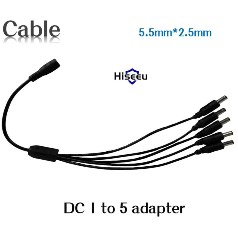 DC12V C 1F 5M 12 В оптовая продажа DC кабель сплиттер 1 гнездо на 5 2 1x5 мм двойной штекер