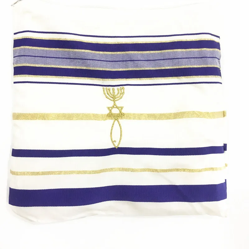 Messianic Tallit Prayer Shawl Talit Blue And Gold With Talis Bag Israel Tallit head scarf men Scarves