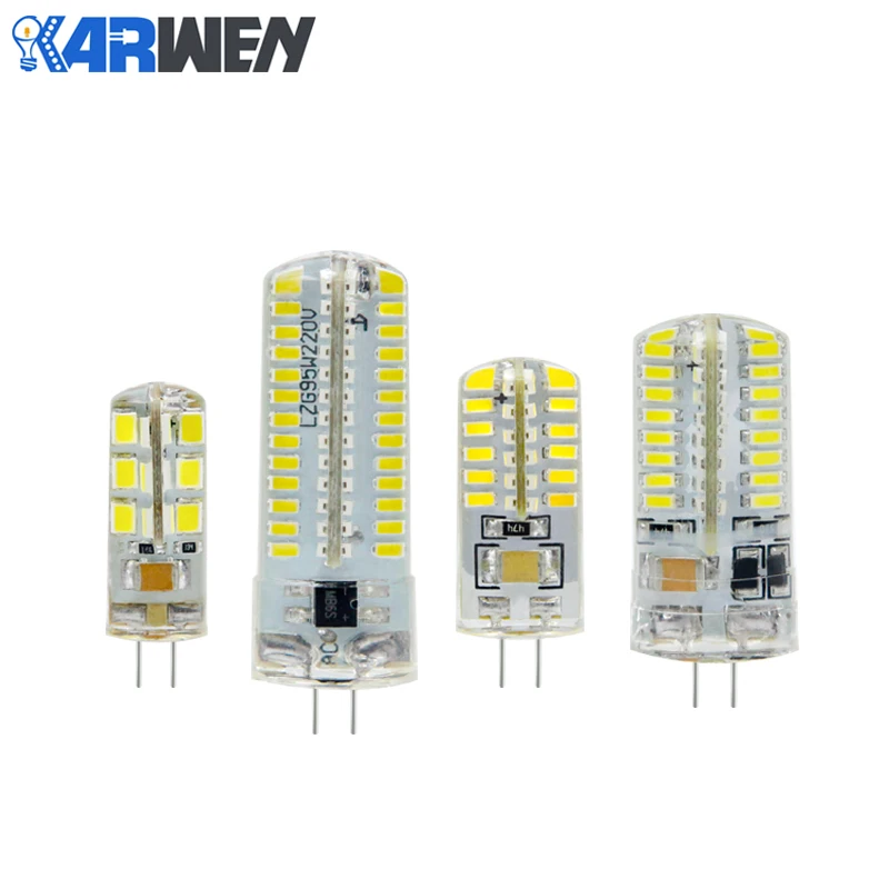 KARWEN Светодиодная лампа G4 220 В 3 Вт 4 5 12 постоянного тока SMD3014 2835 24 48 64 104L заменяемая