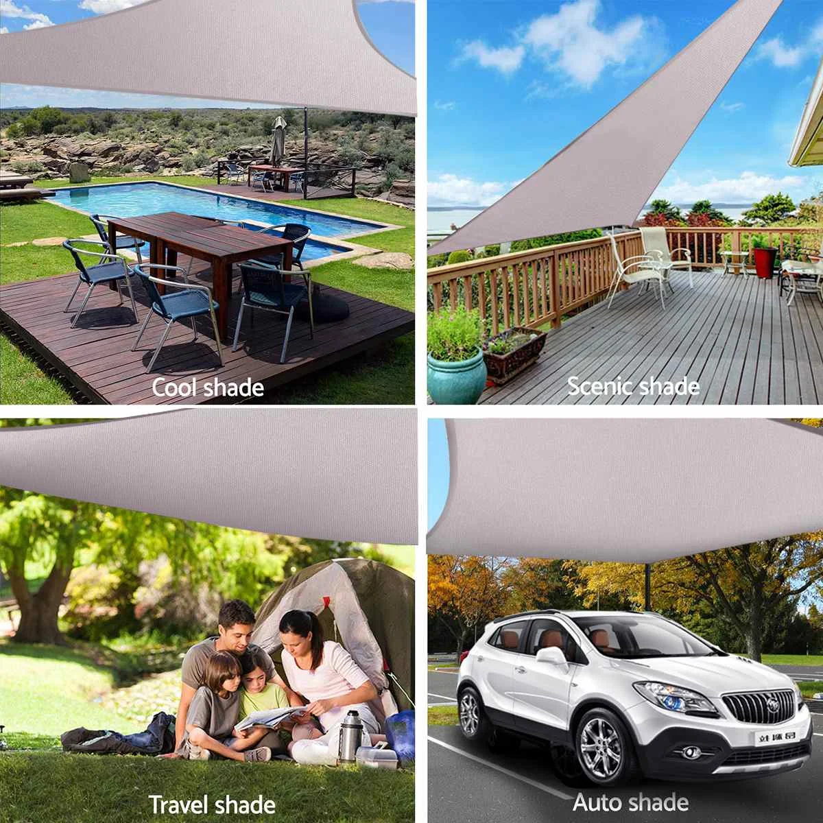 Impermeable sol refugio sombrilla al aire libre sol vela Canopy jardín Patio piscina velas de sombra toldo de tela de sombra grande
