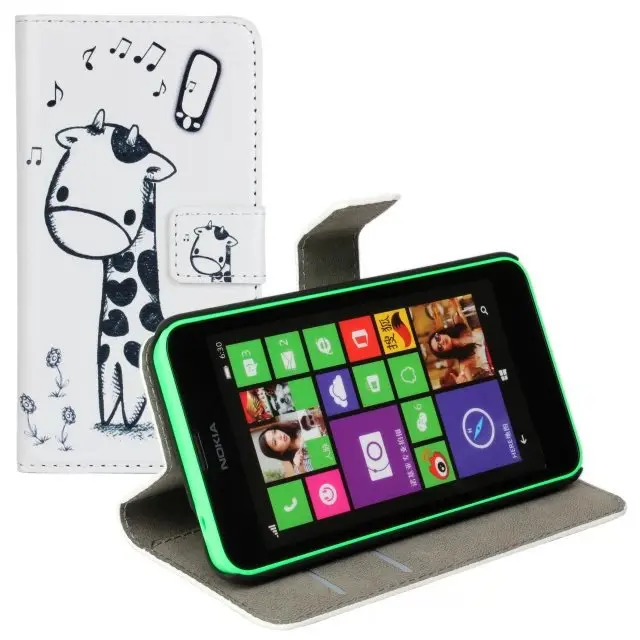 printed left right open Mobile phone shell PU wallet holster Can be insert Bank card For nokia Lumia 630 635 Free shipping |