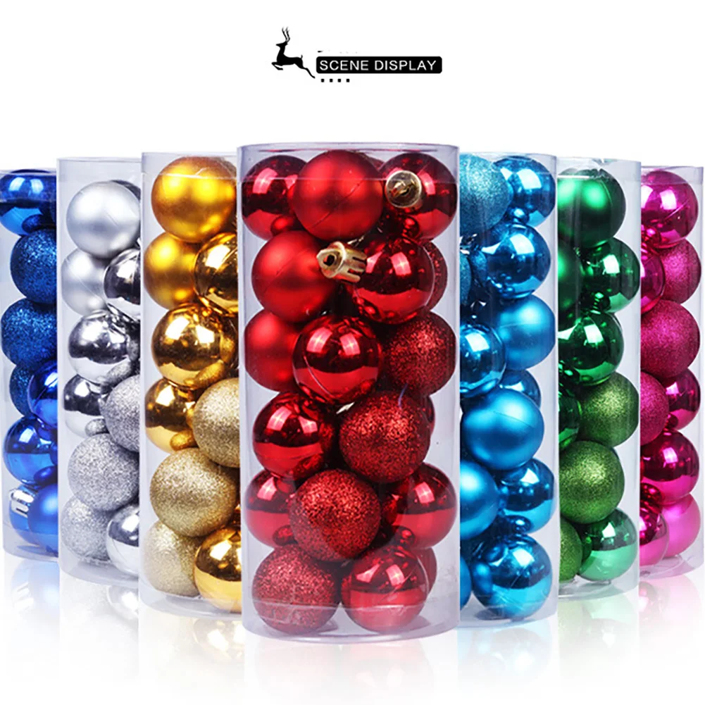 

24Pcs Christmas Balls Hanger Baubles Xmas Tree Hanging Ornament Party Decoration 2cm 3cm 4cm 6cm