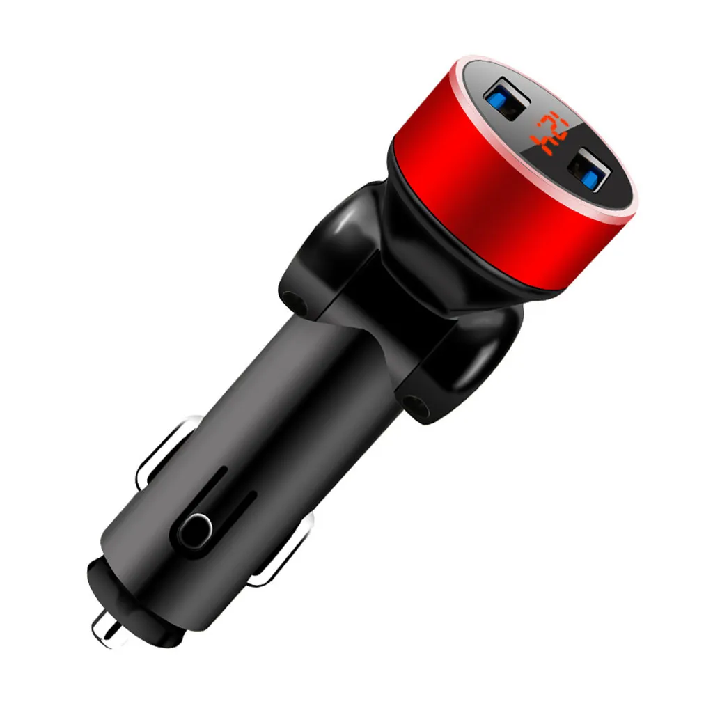 Fm-передатчик, два порта usb, модулятор, автомобильное зарядное устройство, зажигалка, цифровой светодиодный дисплей, вращение на 150, 15 Вт, 12 В, зарядное устройство 3.1A - Название цвета: Red