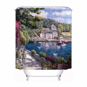 

Custom Urban Landscape Shower Bath Curtain Mildewproof Waterproof Polyester Various Sizes#180417-03-157