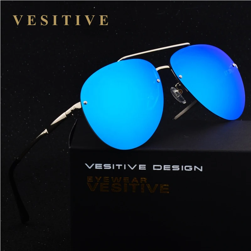 VESITIVE Brand Alloy frame Rimless Polarized font b sunglasses b font Super light Men Driving mirror