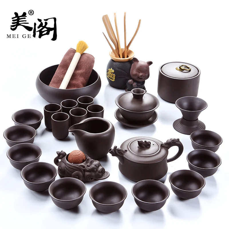 

Tea set purple xi shi pot of kung fu tea set to restore ancient ways household zhu mud teapot teacup 6 gentleman tea ceremony