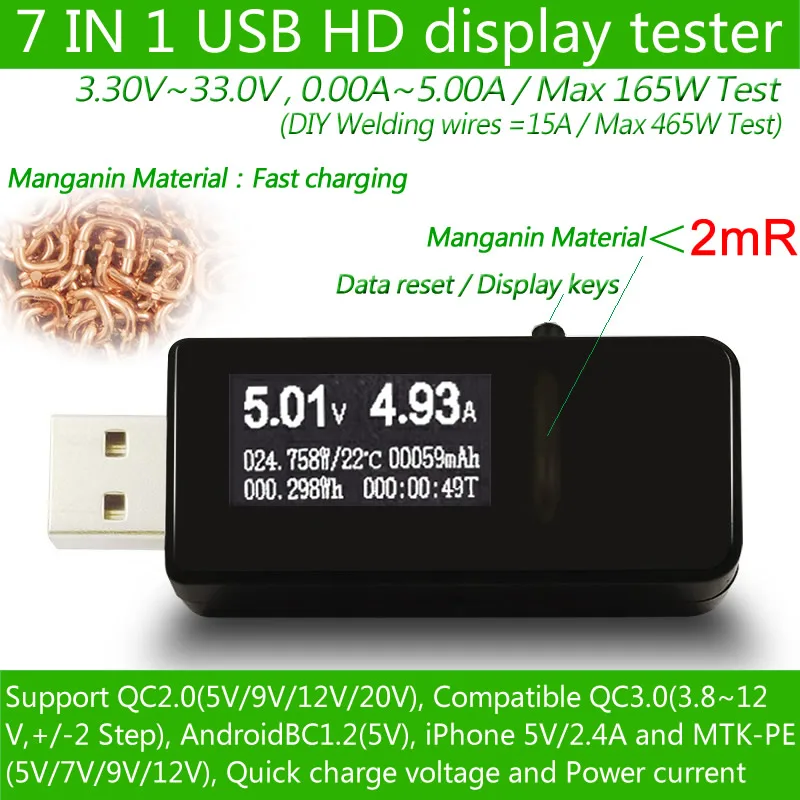 7 in 1 USB tester