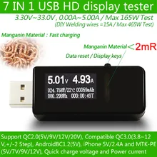 7 in 1 USB tester DC Digital voltmeter amperimetro current voltage meter amp volt ammeter detector power bank charger indicator