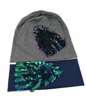 

S175121 Fashion women NEW arrive blue shimmer sequin hair accessory bling bling headwear 100%cotton headband