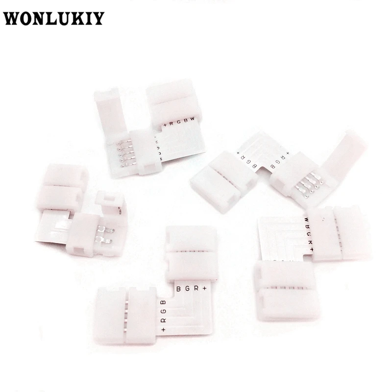 

5-50pcs 2 pin/ 4 pin/ 5 Pin LED Strip Connector 8mm / 10mm / 12mm L Shape For Connecting Corner Right Angle 5050/3528 LED Strip