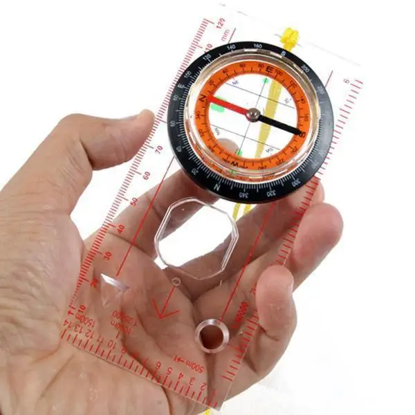 Convenient Portable Plastic Baseplate Ruler Compass Map Scale Scouts Outdoor Camping Hiking Travel Compass Navigation Tool