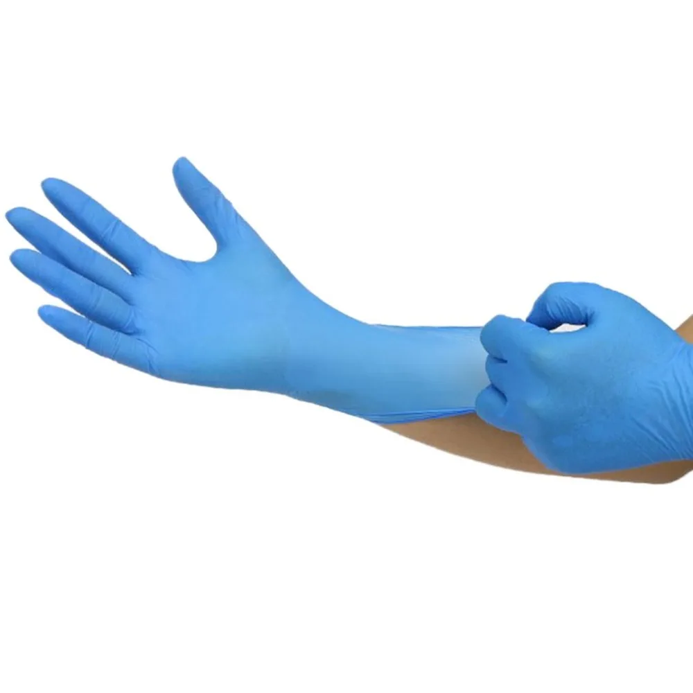 100 шт. голубые нитриловые одноразовые перчатки износостойкость химическая лаборатория электроники Еда медицинское тестирование рабочие