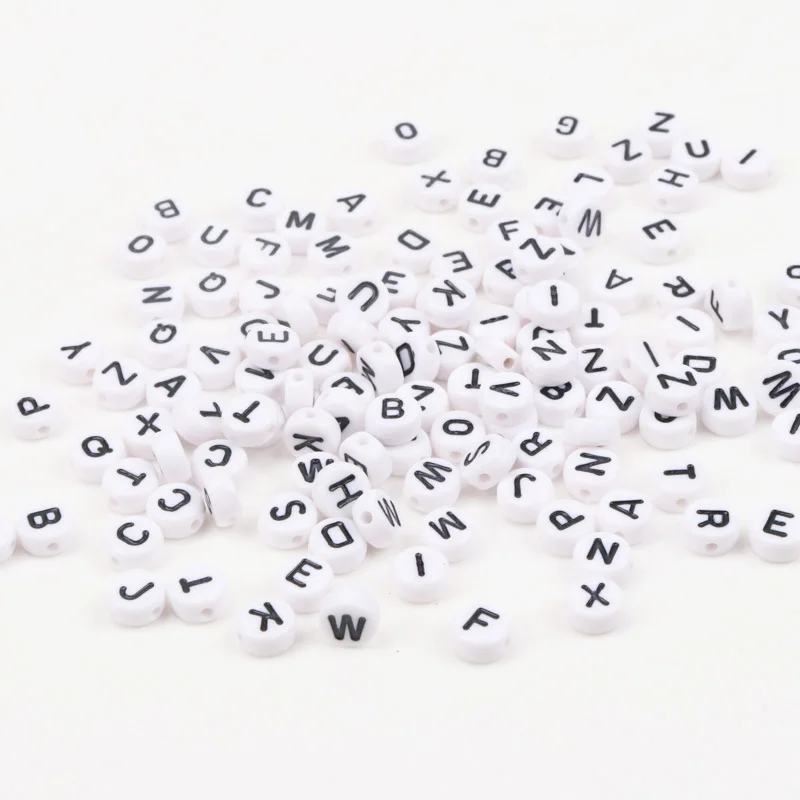 Белый смешанный Алфавит Акриловые буквы плоские круглые бусины для самостоятельного изготовления ювелирных изделий 400 шт 7 мм YKL0255 - Цвет: mix