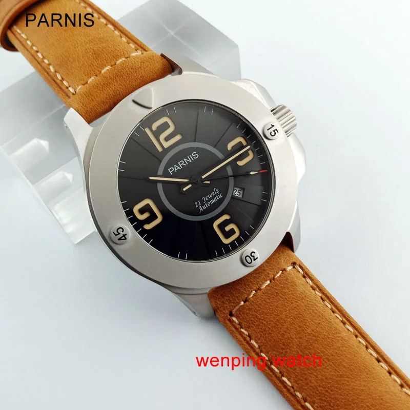 Parnis механические сапфировое стекло MIYOTA автоматические 47 мм с пряжкой коричневый ремешок мужские часы 1272