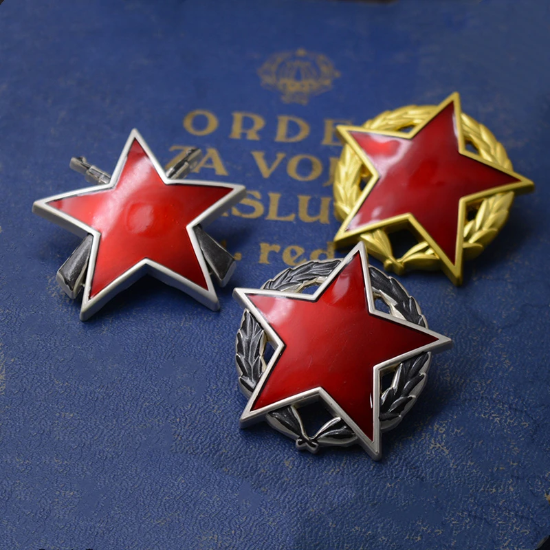 

World War II USSR Soviet Badges Yugoslav Venus Guards Officers Cap Guerrilla Red Five-Pointed Star Medal Thorn Horse Nail Brooch