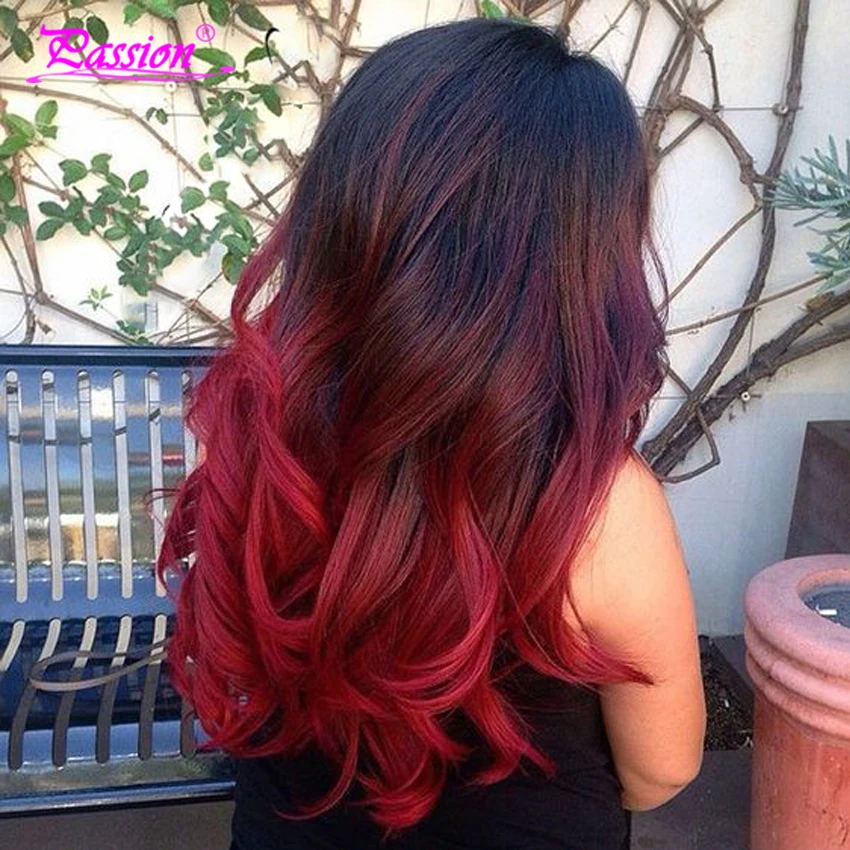 133.85US $ |Passion Brazilian Virgin Hair Body Wave Ombre Black Red Hair Bu...