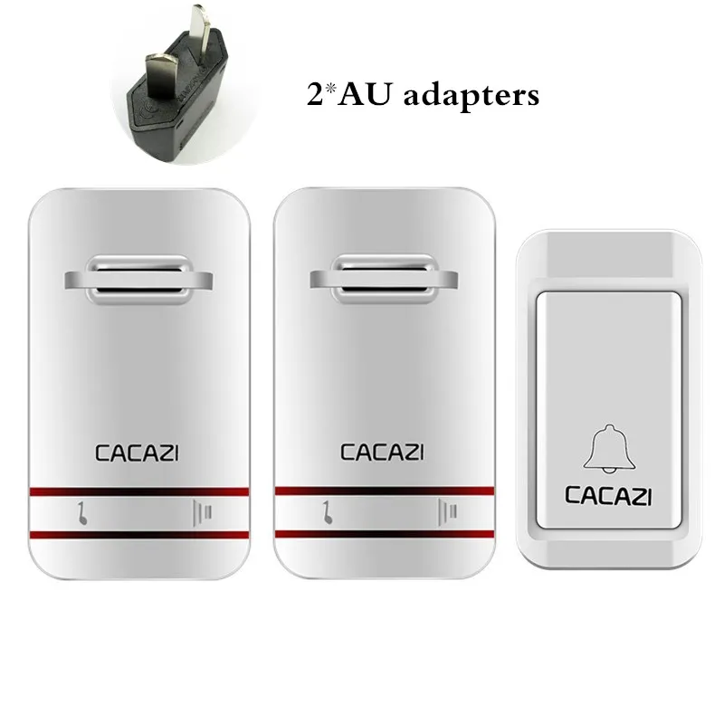 CACAZI умный Беспроводной Автономный без батареек Водонепроницаемый дверной звонок EU/US/UK/AU штекер светодиодный 100-220 В 120 м Пульт дистанционного управления 38 песен - Цвет: V027G 1X2 AU