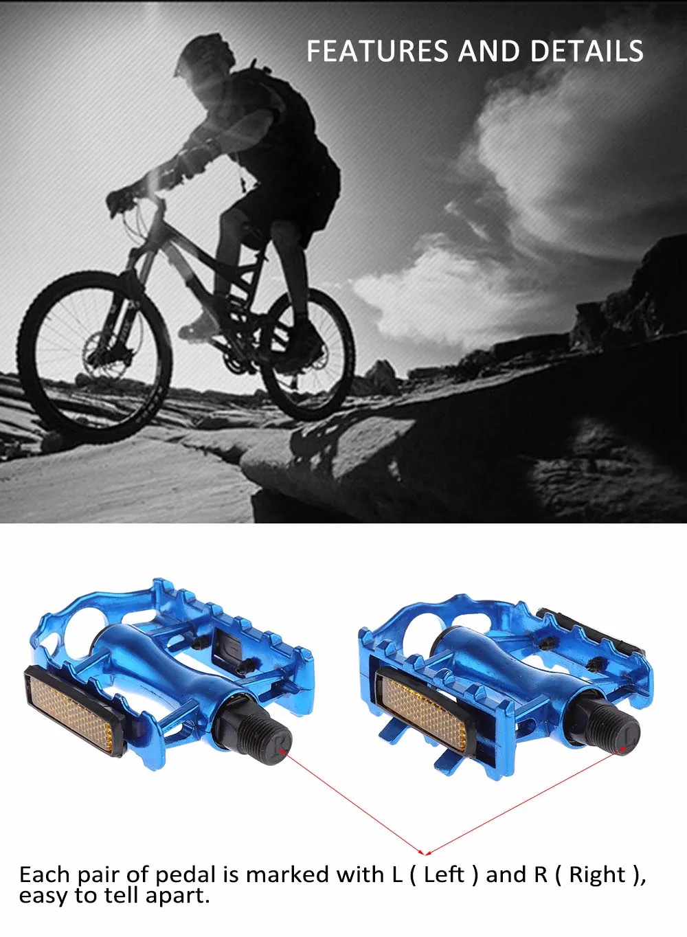 Paired Aluminum Alloy Mountain Bike Pedal Fixed GearTreadle with Ball Bearing Bicycle Accessories