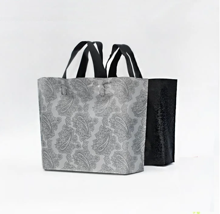 45x35cm Sliver Plastic Gift Bag Large Black Boutique