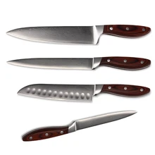 QIng Brand 4 Pcs Damascus Knives Chef Slicing Santoku Utility Knife Japanese VG-10 Damascus Steel Kitchen Knives Cooking Tools