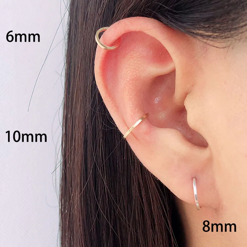 

Domino handmade square wire wrapping earrings little hoops unisex minimalist