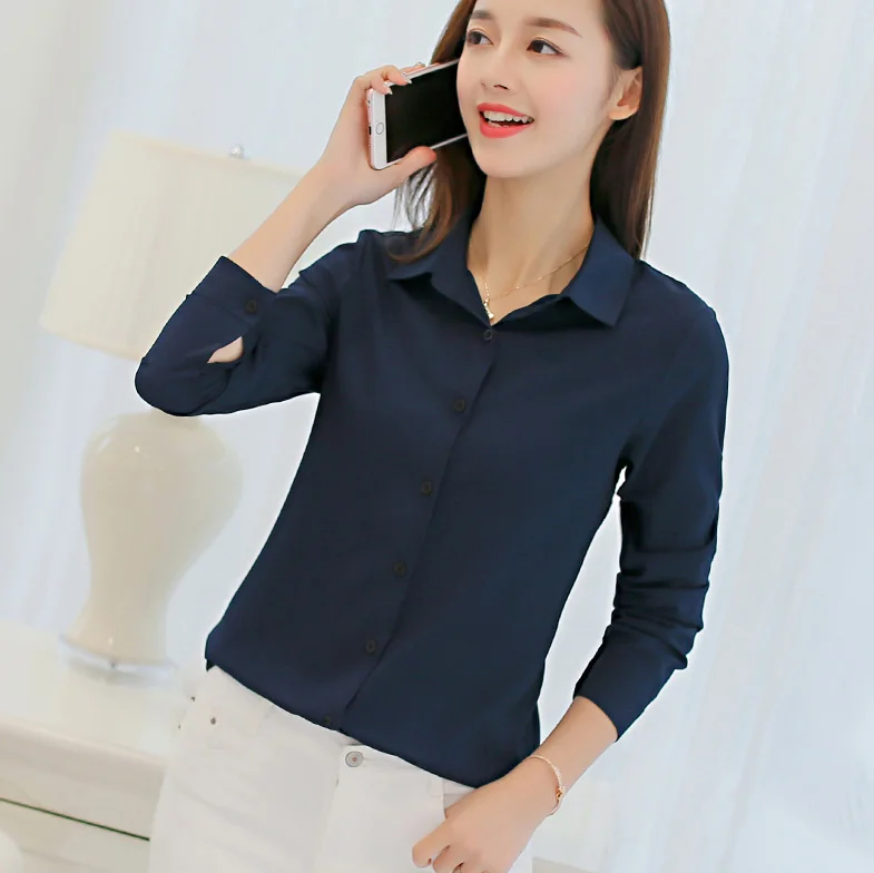 Plus Size Blouse Women Chiffon Office Career Shirts Tops Fashion Casual